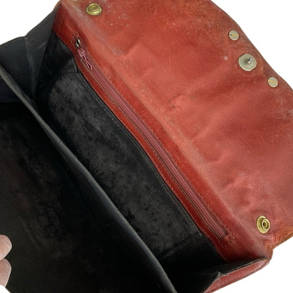 Vintage Brown Crocodile Alligator Leather Clutch Silver Buckle - Picture 5 of 7